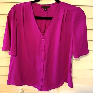 Alfani Women’s Button Front Short Sleeve Chiffon Blouse